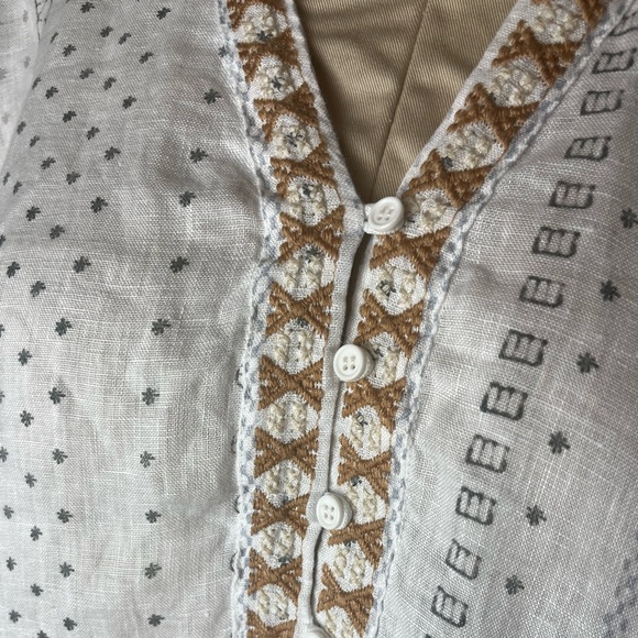 Johnny Was Embroidered Linen Top Small - Picture 5 of 13
